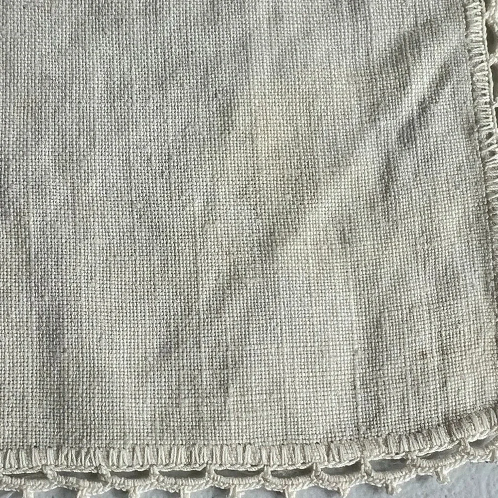 Vintage Ivory Napkins Set of 8 Embroidered Flowers Crochet Two sizes